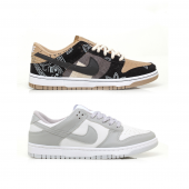 Kit 2 Pares Dunk Low Branco Cinza E Cactus Jack